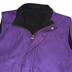 LAUREN RALPH LAUREN Reversible Vest Women XL Full Zip Pockets Fleece Nylon